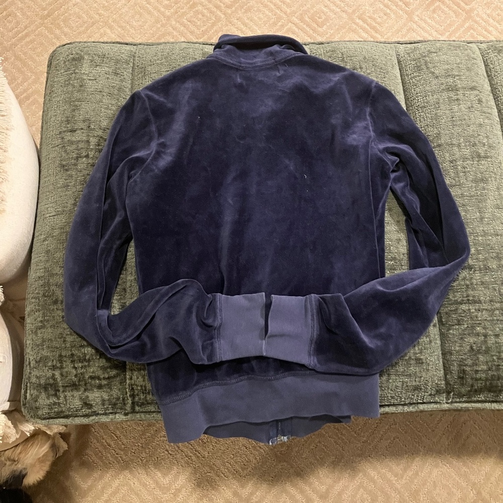 EUC Navy Blue Velour Vintage Y2K Juicy Couture Track Jacket - Picture 6 of 6